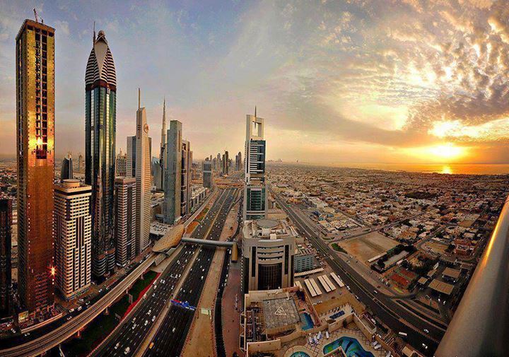 Sunset view of Sheikh Zahed Road