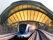 Dubai Metro arriving at metro station